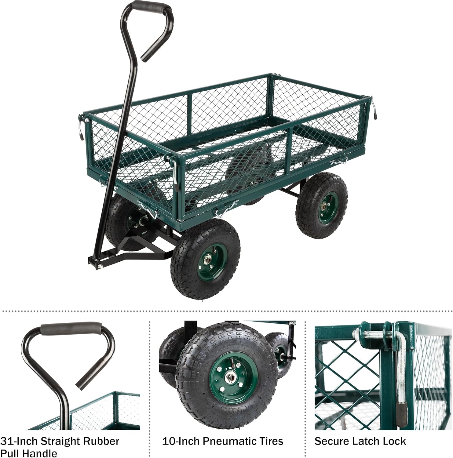 Garden Cart - Rolling Wagon Cart with 650lb Weight Capacity, All-Terra