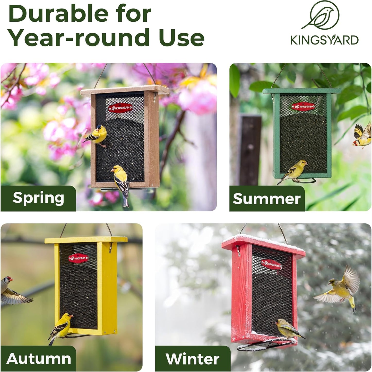 Kingsyard Finch Feeder for Outside Hanging, Metal Mesh Bird Feeders fo
