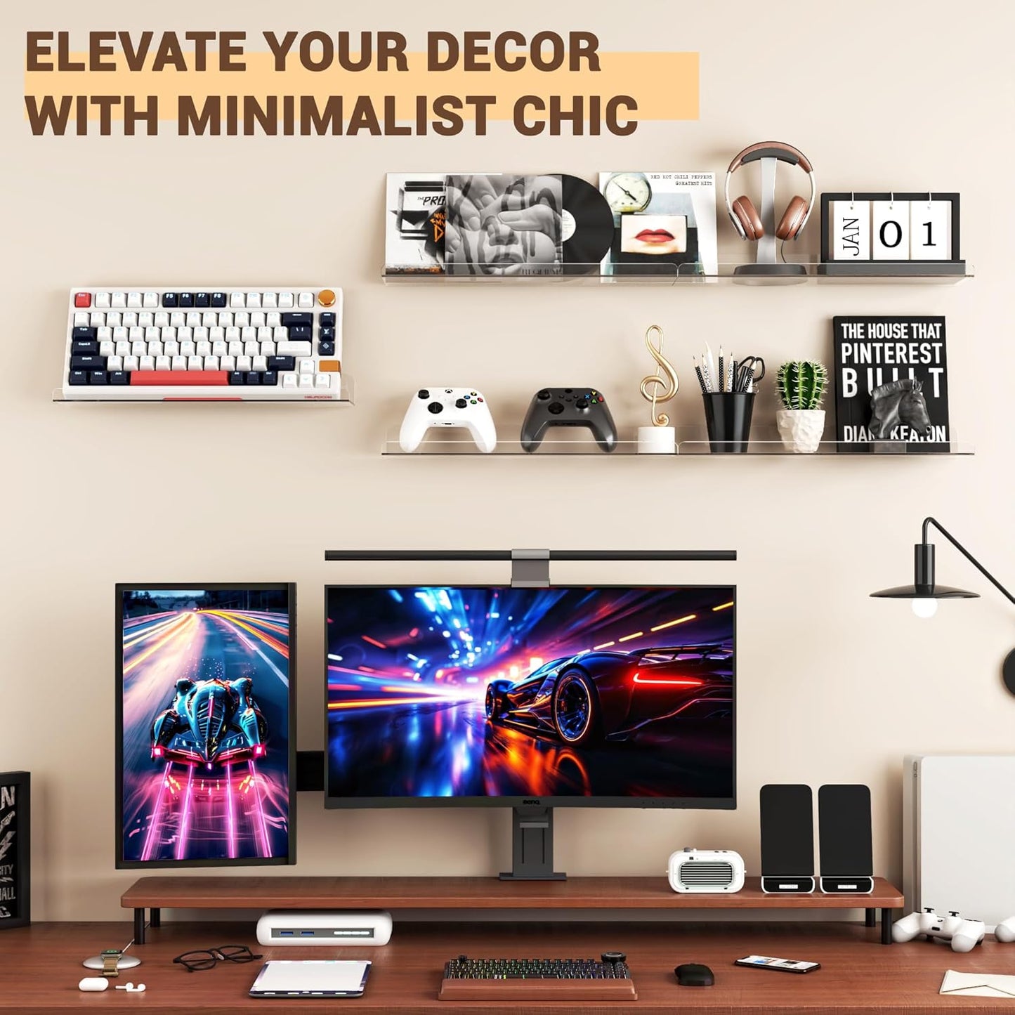 Floating Shelves for Wall Decor, 15" Extra Clear Wall Shelves for Bedr