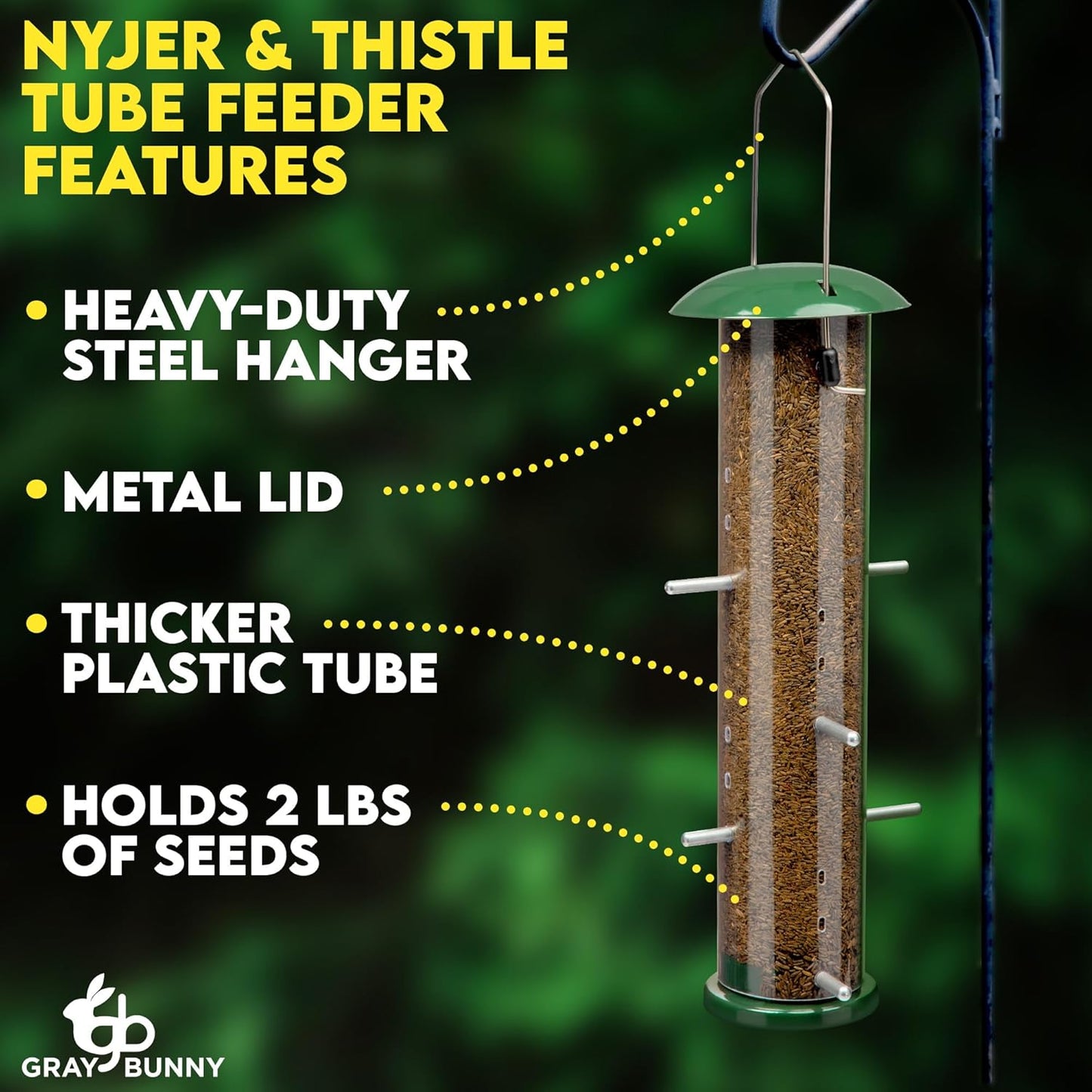 Finch Bird Feeder for Outdoors (16 Ports) Thistle & Nyjer Seed Hanging Feeder with 16 Ports and 8 Metal Perches, Chew-Proof Metal Design for Wild Birds