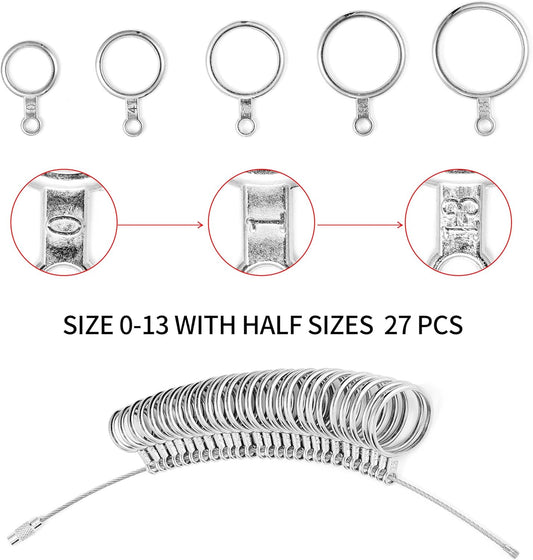 Bflaae Ring Sizer Measuring Tool Kit, 27 PCS Stainless Steel Measuring