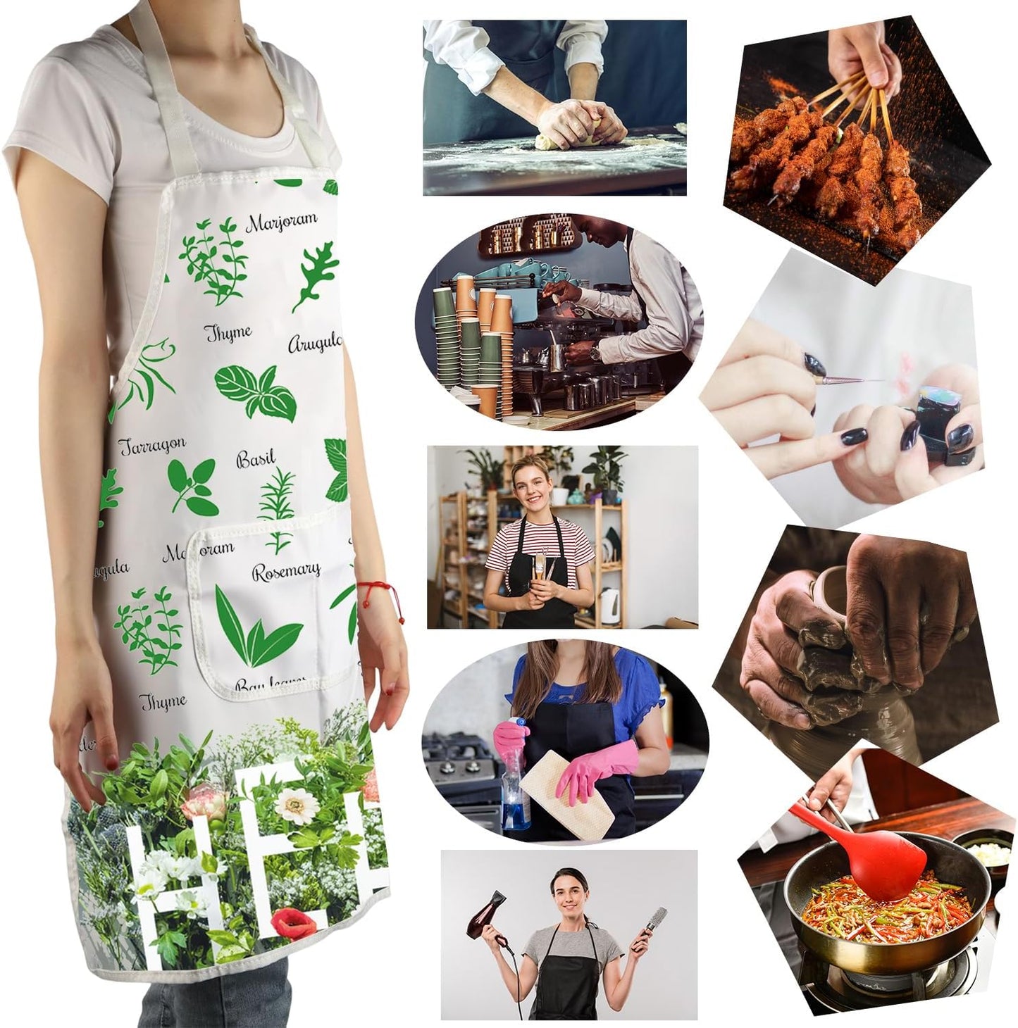 MBMSO Herb Garden Apron Herb Lovers Gifts Herb Plant Apron with Pocket
