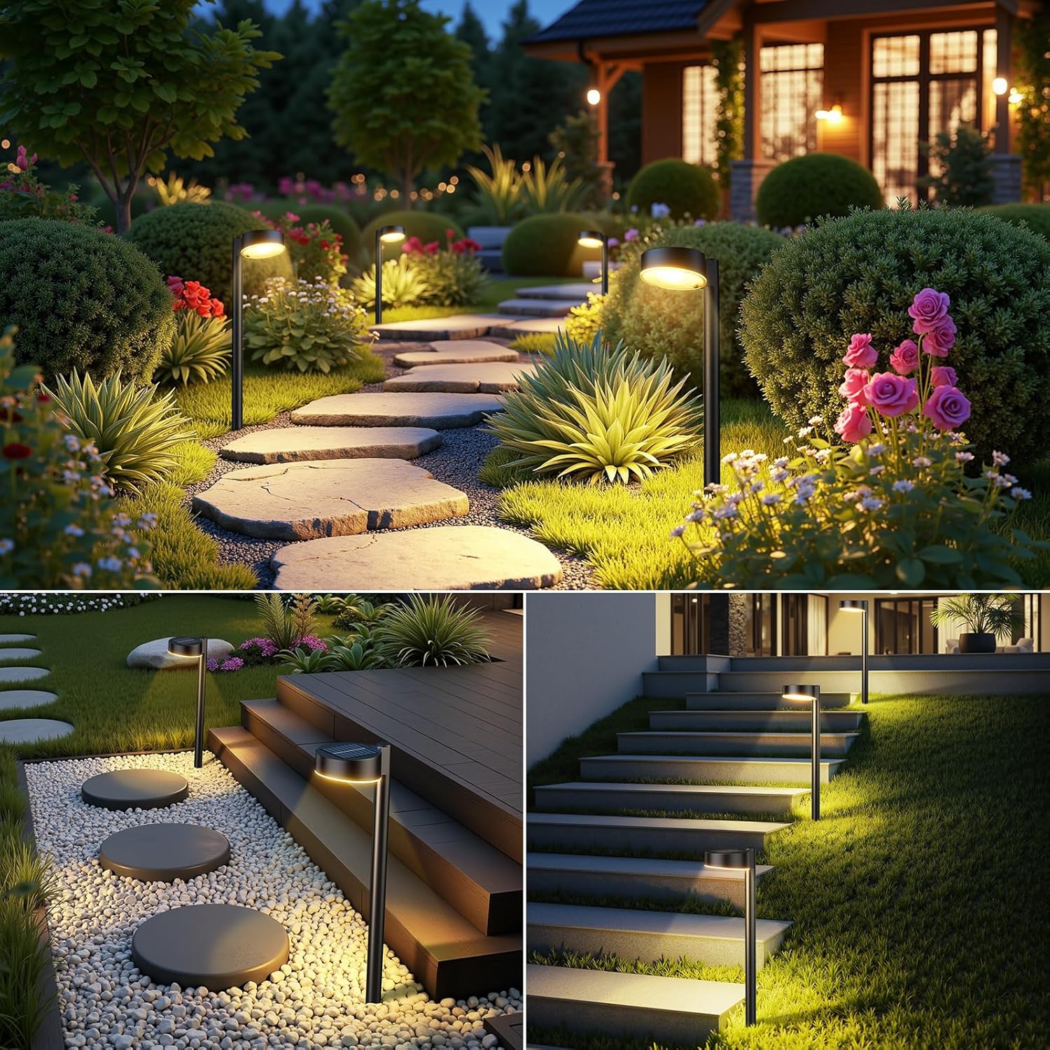 8 Pack Solar Pathway Lights Outdoor, 12 Brighter LED Solar Lights Outd
