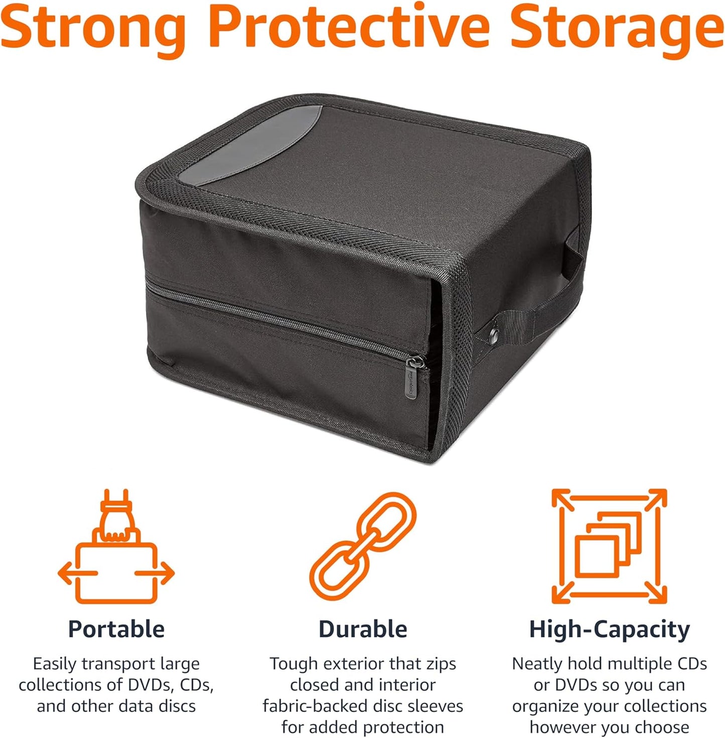 Amazon Basics Polyester CD/DVD Portable Storage Binder with Handle, 40