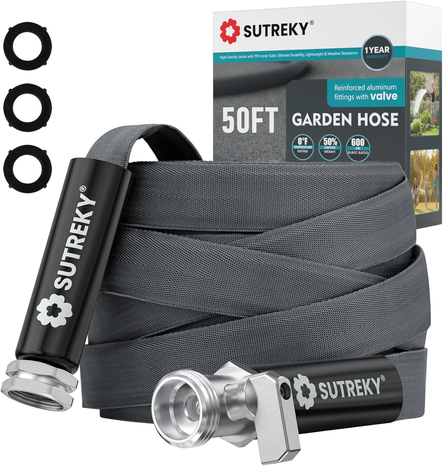 Garden Hose 50ft – Ultra-Light, Kink-Free, High-Pressure, Abrasion-Res