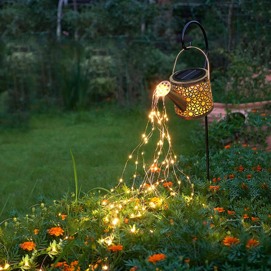 Solar Lights Outdoor Decorative, Metal Watering Can Lights Waterproof,