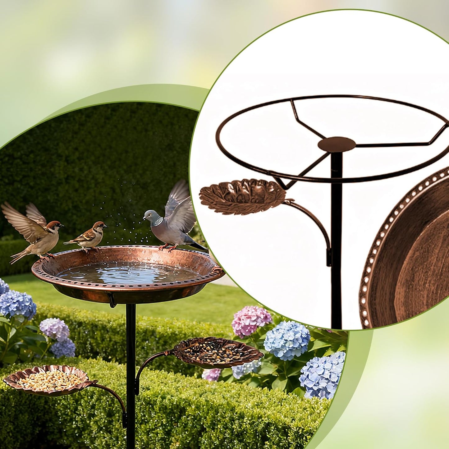 Metal Bird Bath for Outside - 36In Vintage Freestanding Birdbaths and 