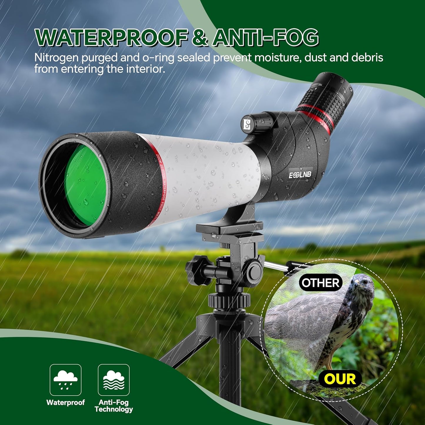 ESSLNB Spotting Scope with Tripod and Phone Adapter BAK4