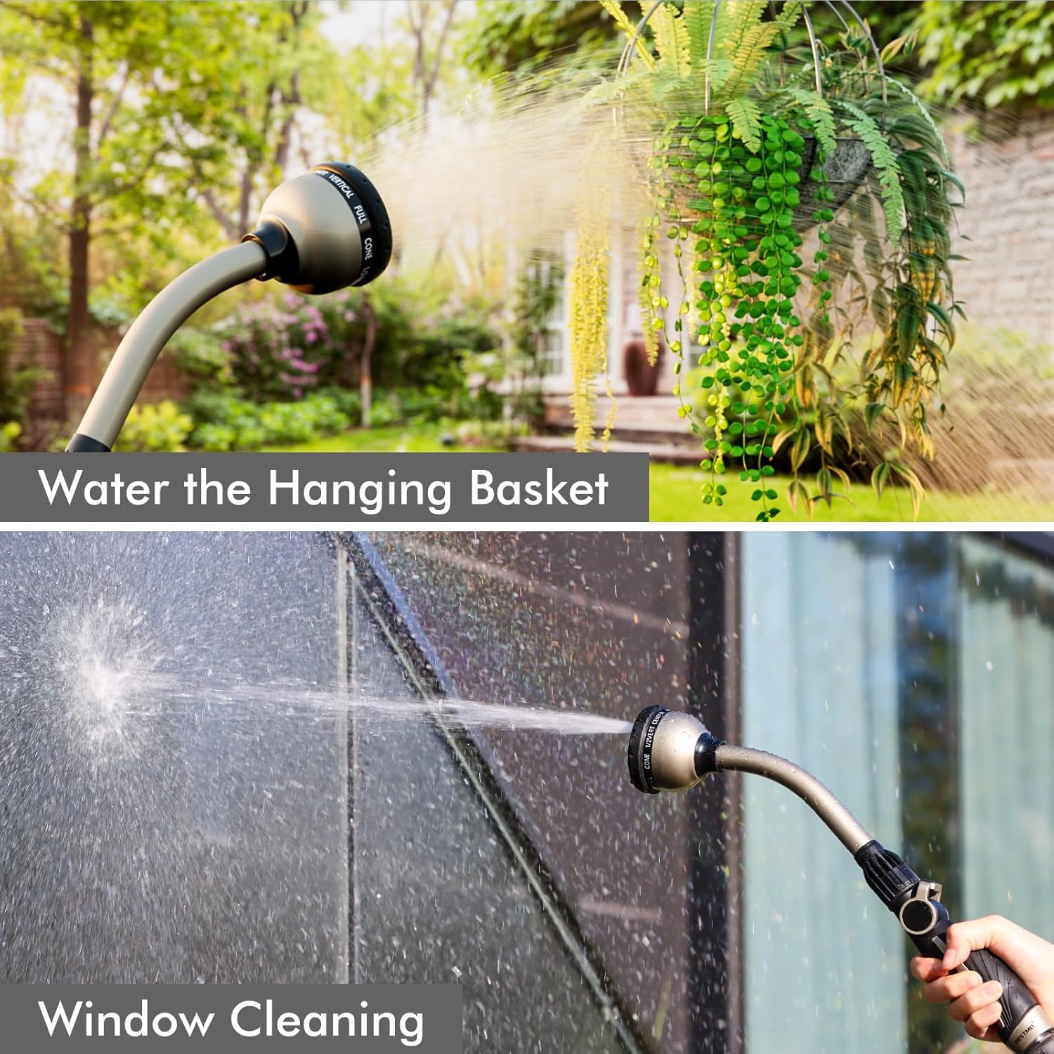 RESTMO Watering Wand Heavy Duty, Metal Garden Hose Wand with 10 Spray 