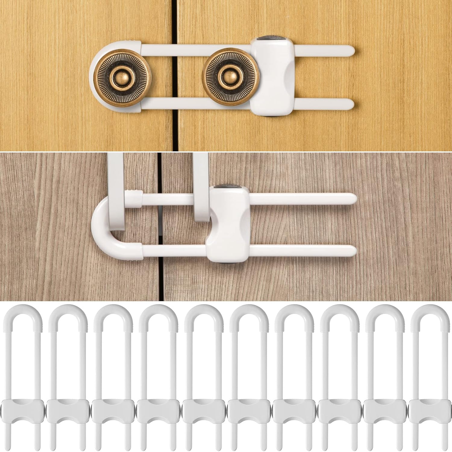 Jetec 10 Pieces Cabinet Locks for Babies, U-Shaped Proofing Drawers Sa
