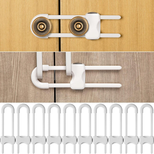 Jetec 10 Pieces Cabinet Locks for Babies, U-Shaped Proofing Drawers Sa