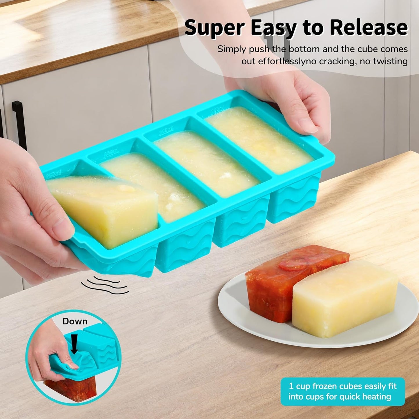 3-Pack Silicone Freezer Trays with Lid,2 Large 2-Cup(500ml)&4 Medium 1-Cup(125ml)&6 Small 1/2-Cup(75ml) Soup Freezer Container Molds,Ice Cube Tray For Meal Prep&Freezing Soup,Stews,Sauces