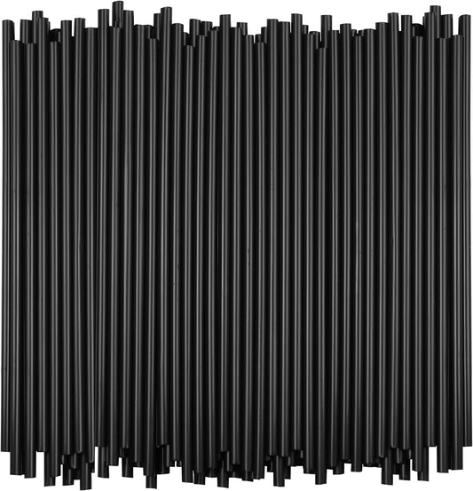 7.75" Plastic Straws (500 Count), Disposable Straws - Made For Standard 16oz Glass (Black)