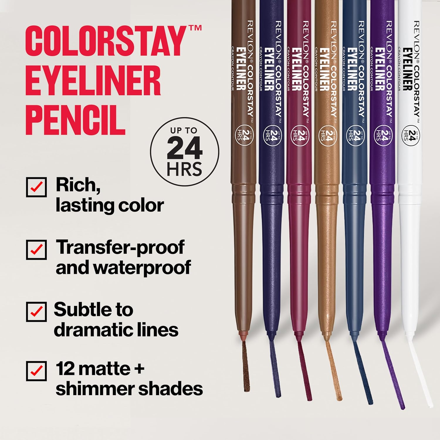 Revlon ColorStay Pencil Waterproof Eyeliner, Smudge-Proof, Eye Makeup 