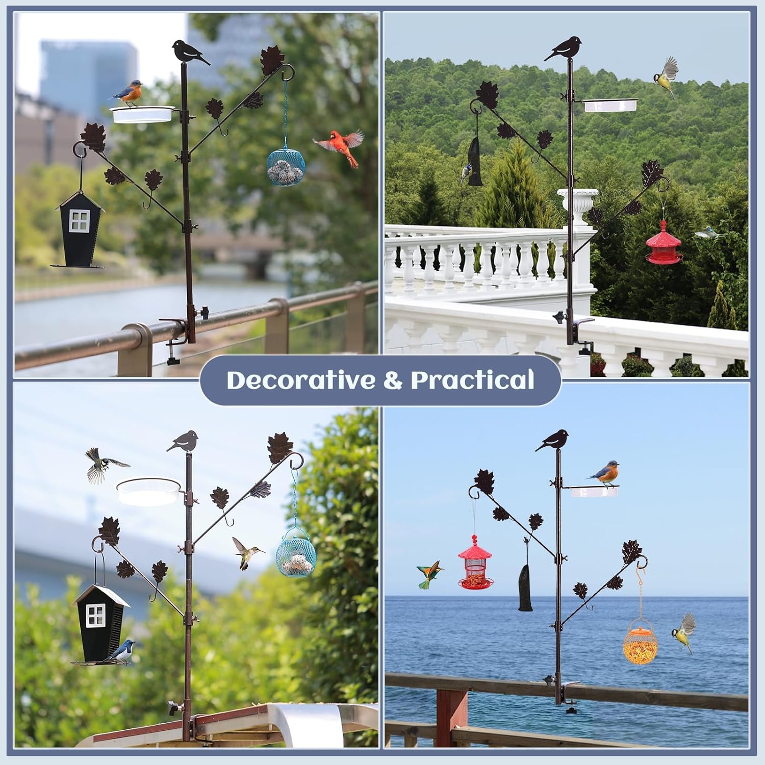 ERYTLLY 42in Deck Bird Feeder Station Kit, Wild Birds Bird Feeding Sta