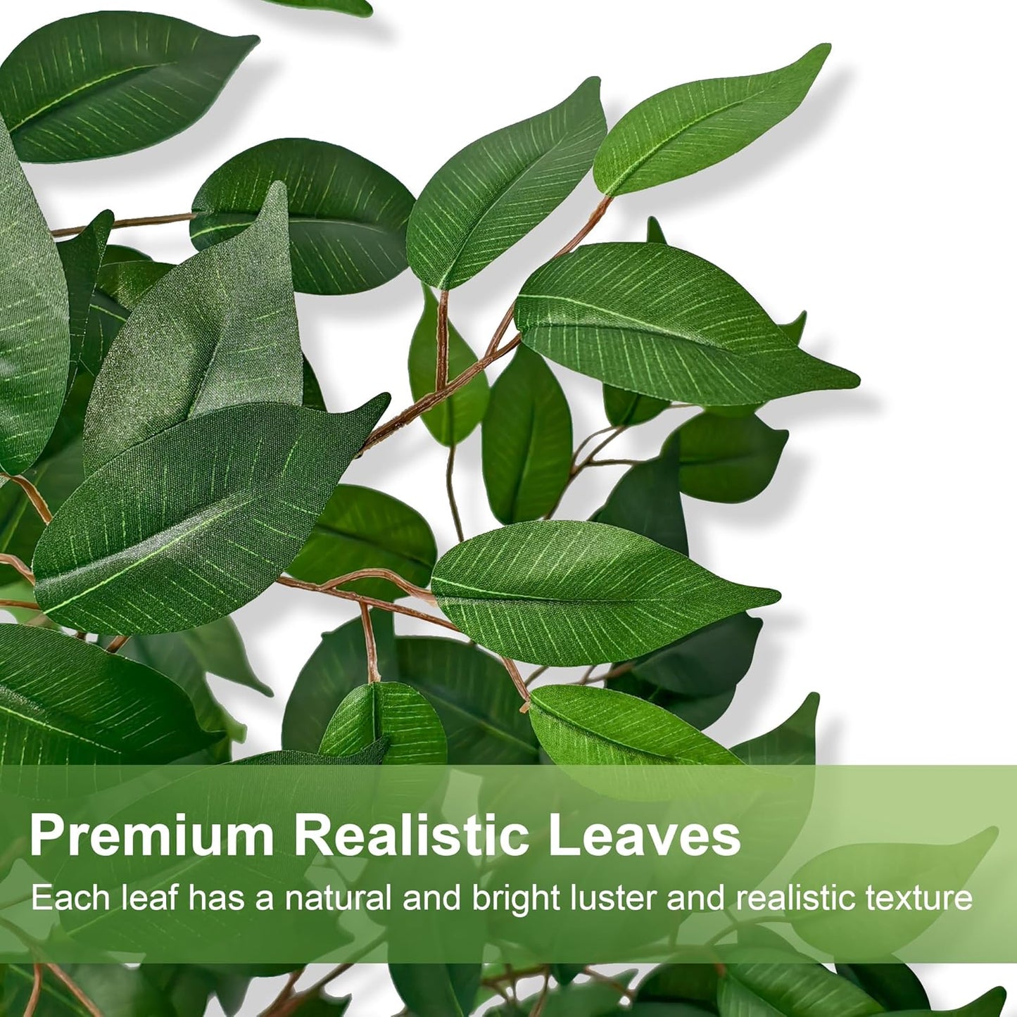 Artificial Ficus Tree with 3 Natural Curved Trunks, 4FT Tall Faux Ficus Tree in Sturdy Plastic Nursery Pot, Faux Plant for Office Home Living Room Farmhouse, Indoor Outdoor Decor