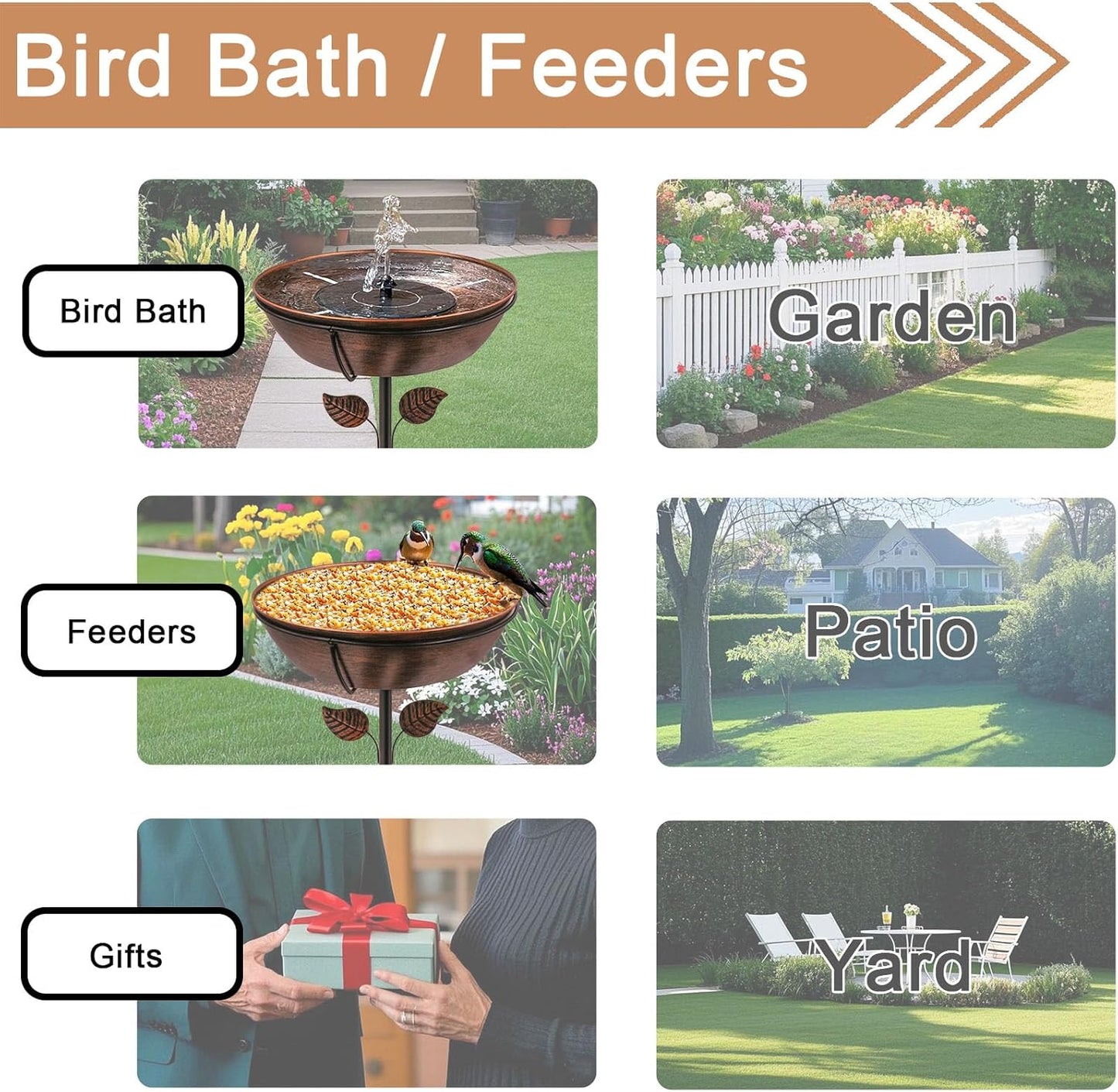 3" Deep Metal Bird Bath for Outdoors, Removable 13" Dia Bowl with Stable Upgrades Stake, Easy to Clean Birdbaths for Garden Yard Lawn Decor 1.4 Gallon