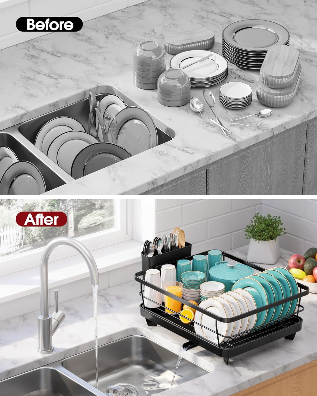 Stainless Steel Dish Drying Rack for Kitchen Counter, Sink Organizatio