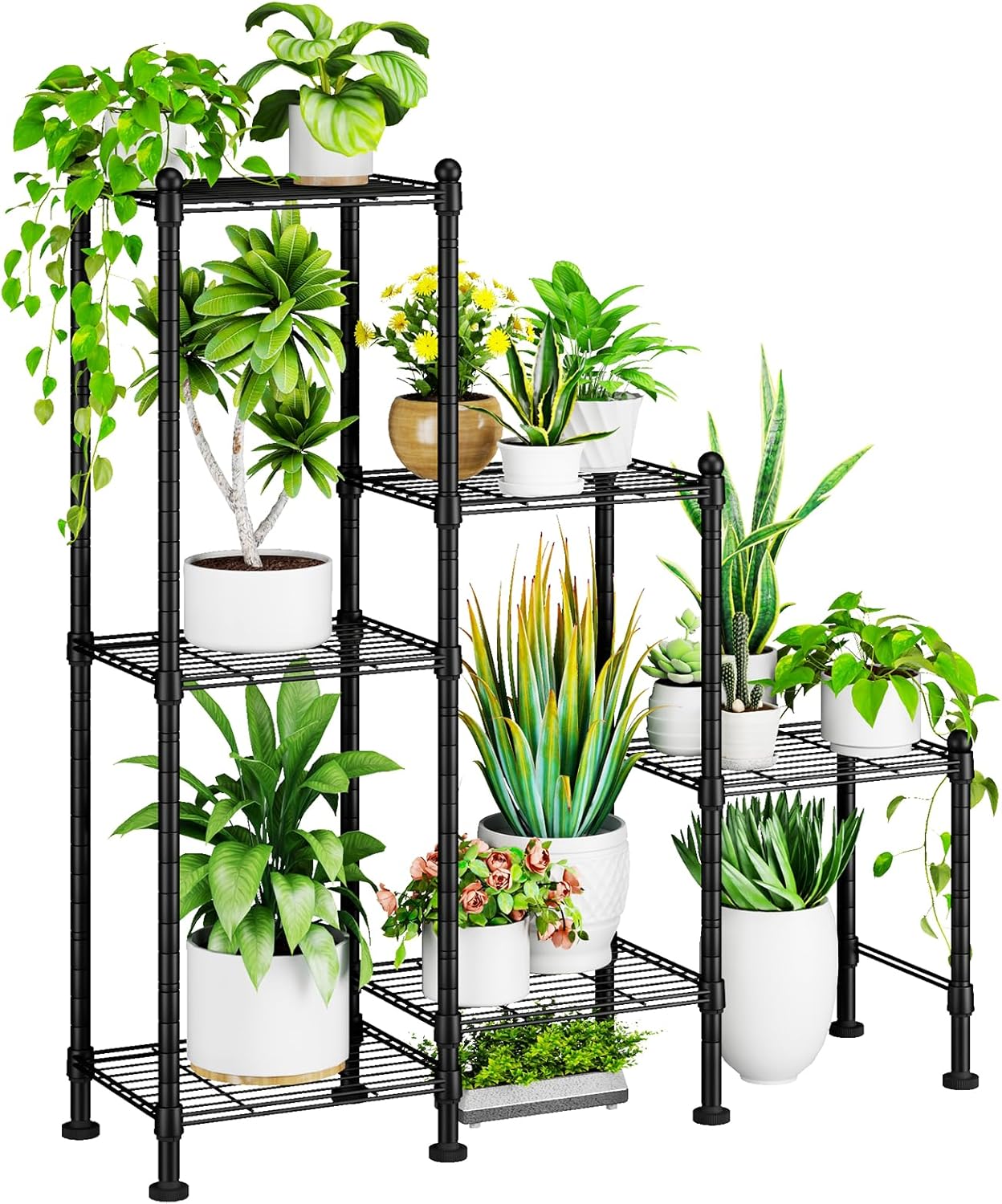 Plant Stand Indoor Outdoor, Heavy Duty Metal Waterproof 6 Tiered Plant