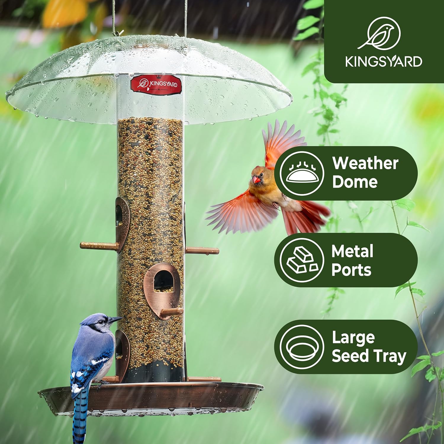Kingsyard Metal Bird Feeders for Outdoors Hanging, Wild Bird Feeder wi