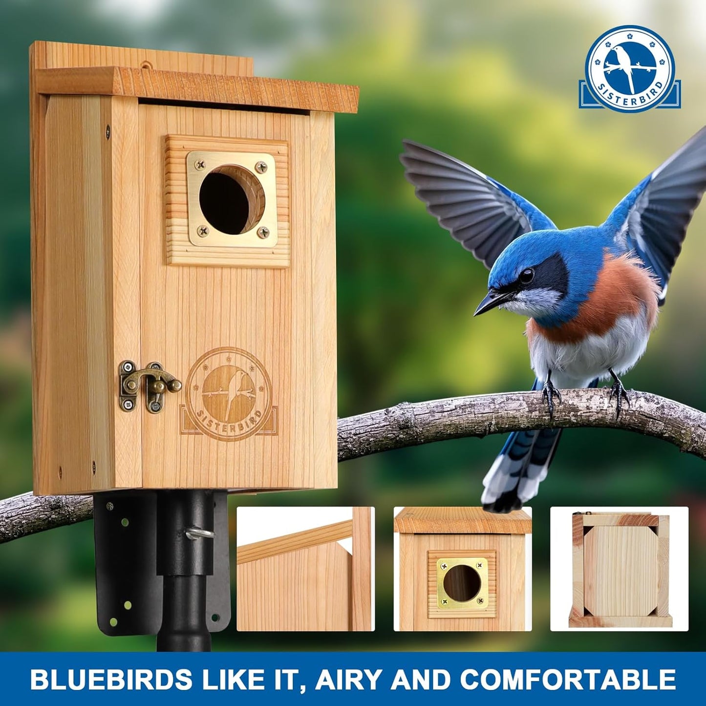 Bird Houses for Outside, Bluebird Houses for Outside, Wooden Birdhouses for Outdoors, Garden Decoration Bird House, Nesting Birdhouse, Bluebird Finch Swallow Wren Chickadee