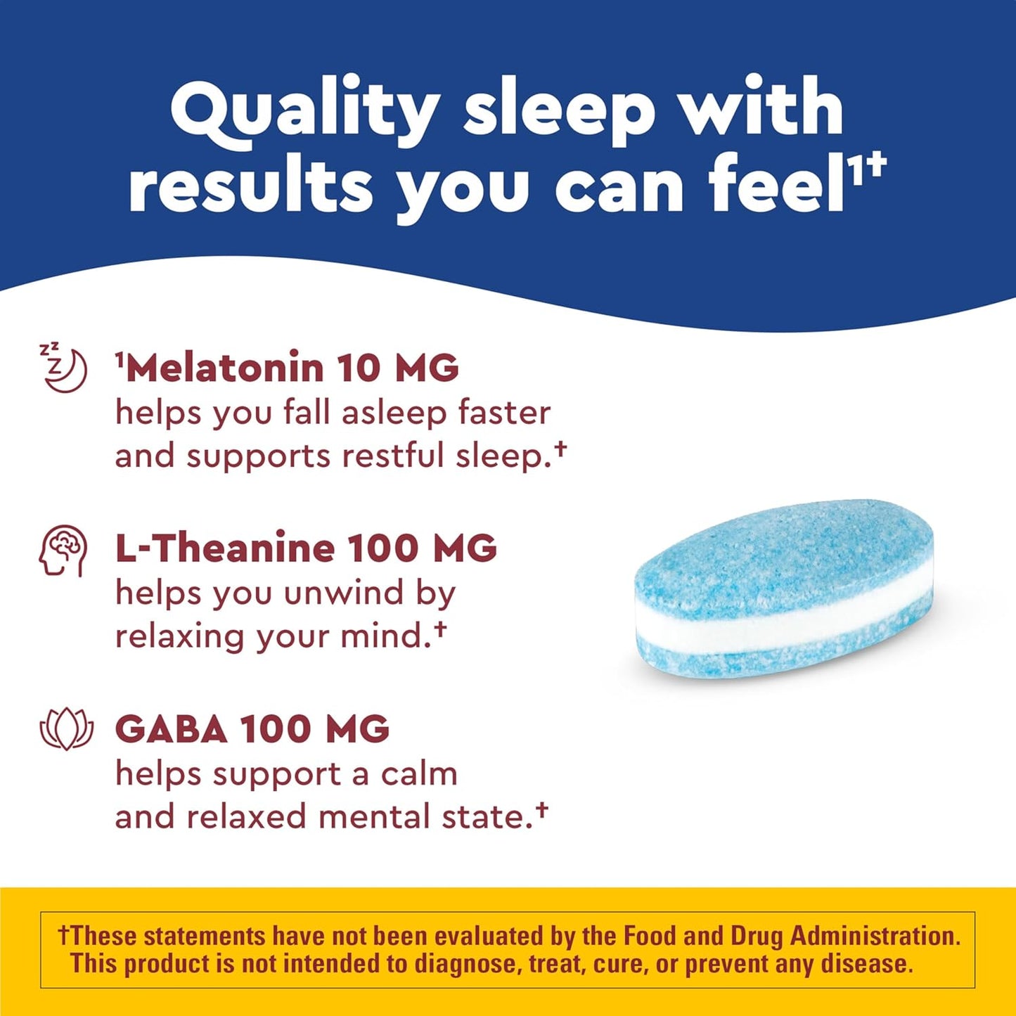 Nature Made Wellblends Sleep Longer, Melatonin 10mg, L theanine 100 mg