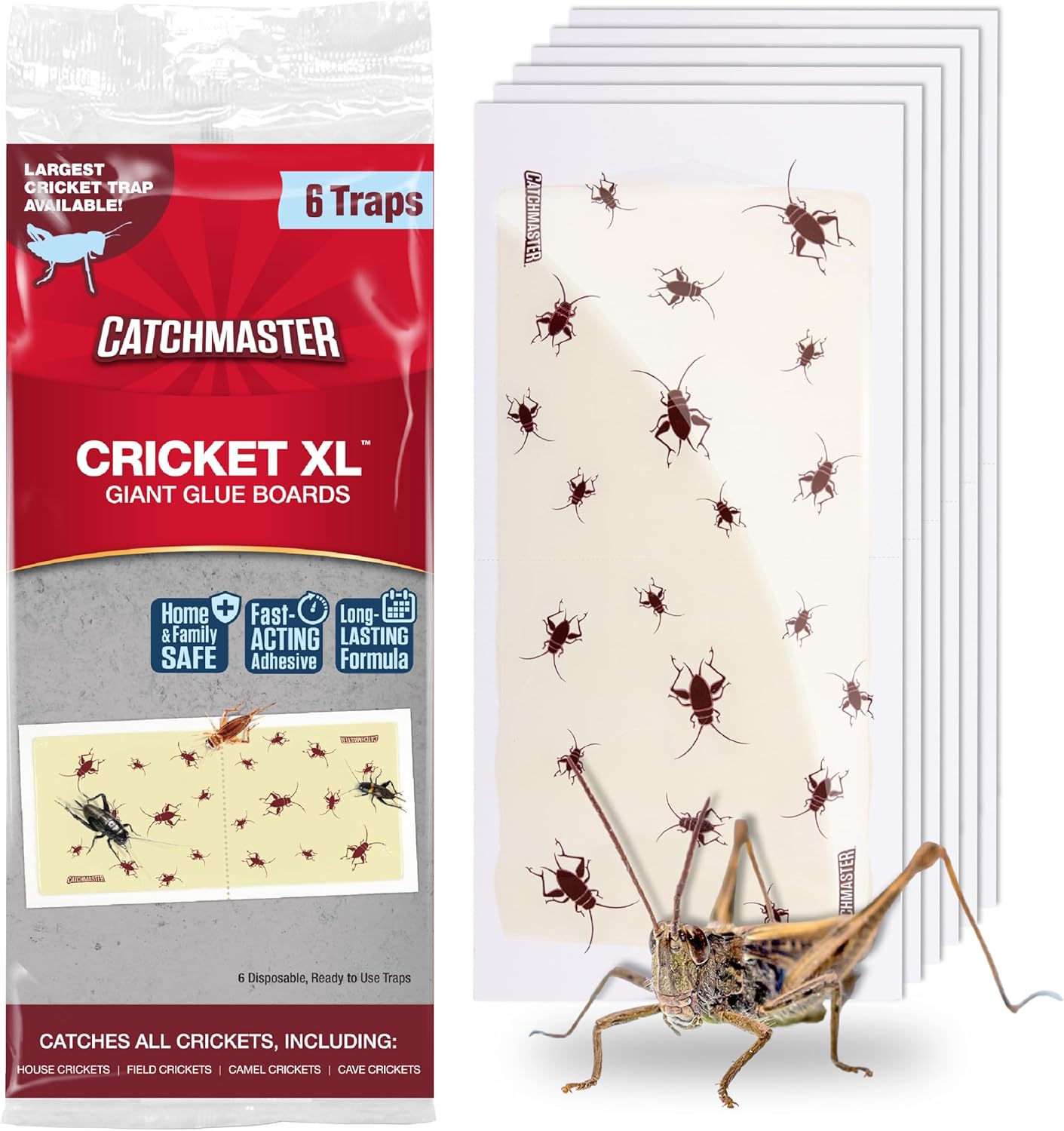 Catchmaster Cricket XL Giant Glue Boards 6-Pk, Adhesive Bug Catcher Cr