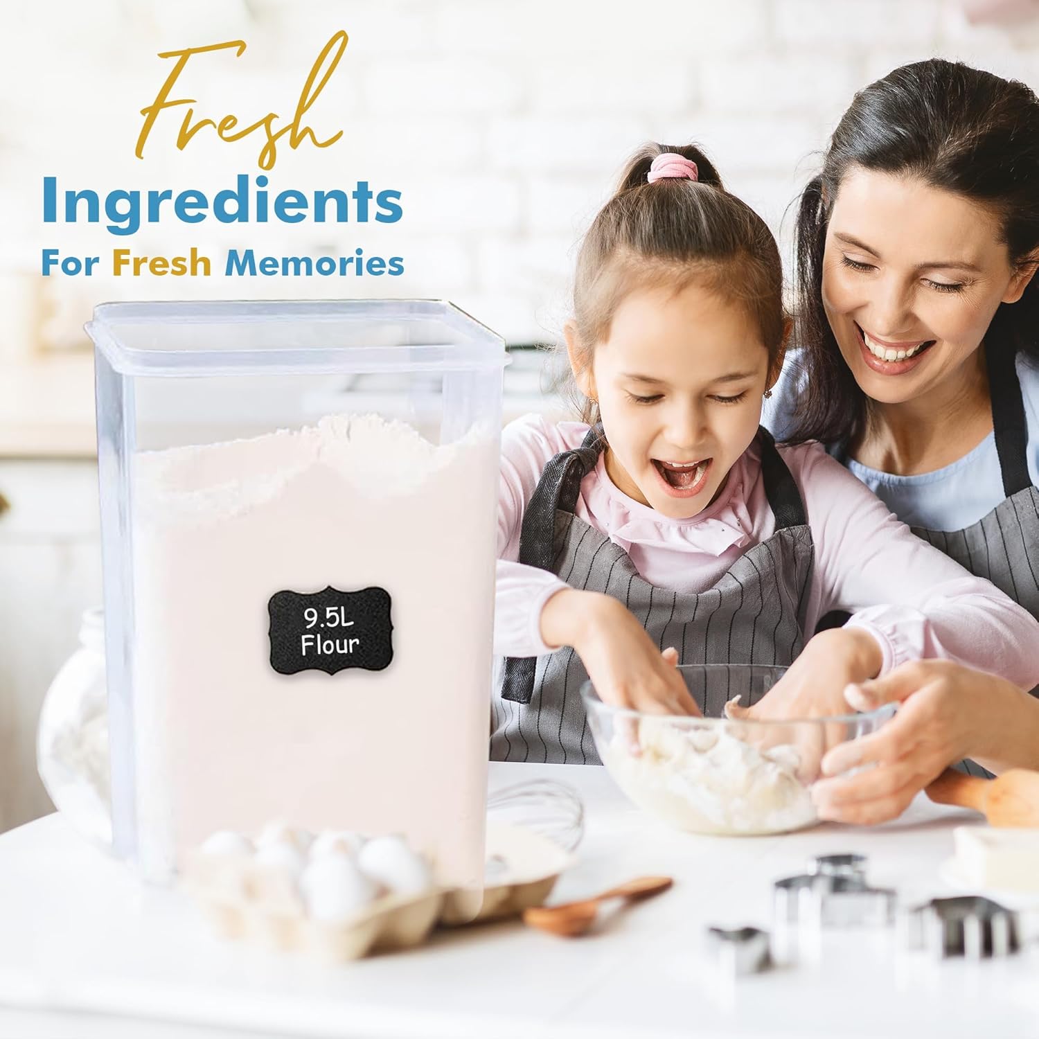 Shazo 2 PC (9.5L | 321 Oz) Extra Large Bulk Food Storage Containers wi