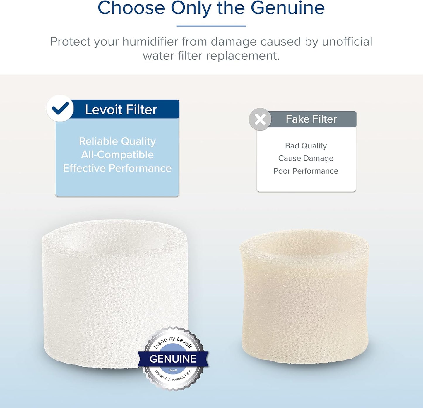 LEVOIT 10-Pack Top Fill Humidifier Replacement Filters, Capture Particles to Improve Humidification Efficiency, for Classic160, Dual150, Dual200S, Classic300(S), LV600S, OasisMist450S, Superior6000S