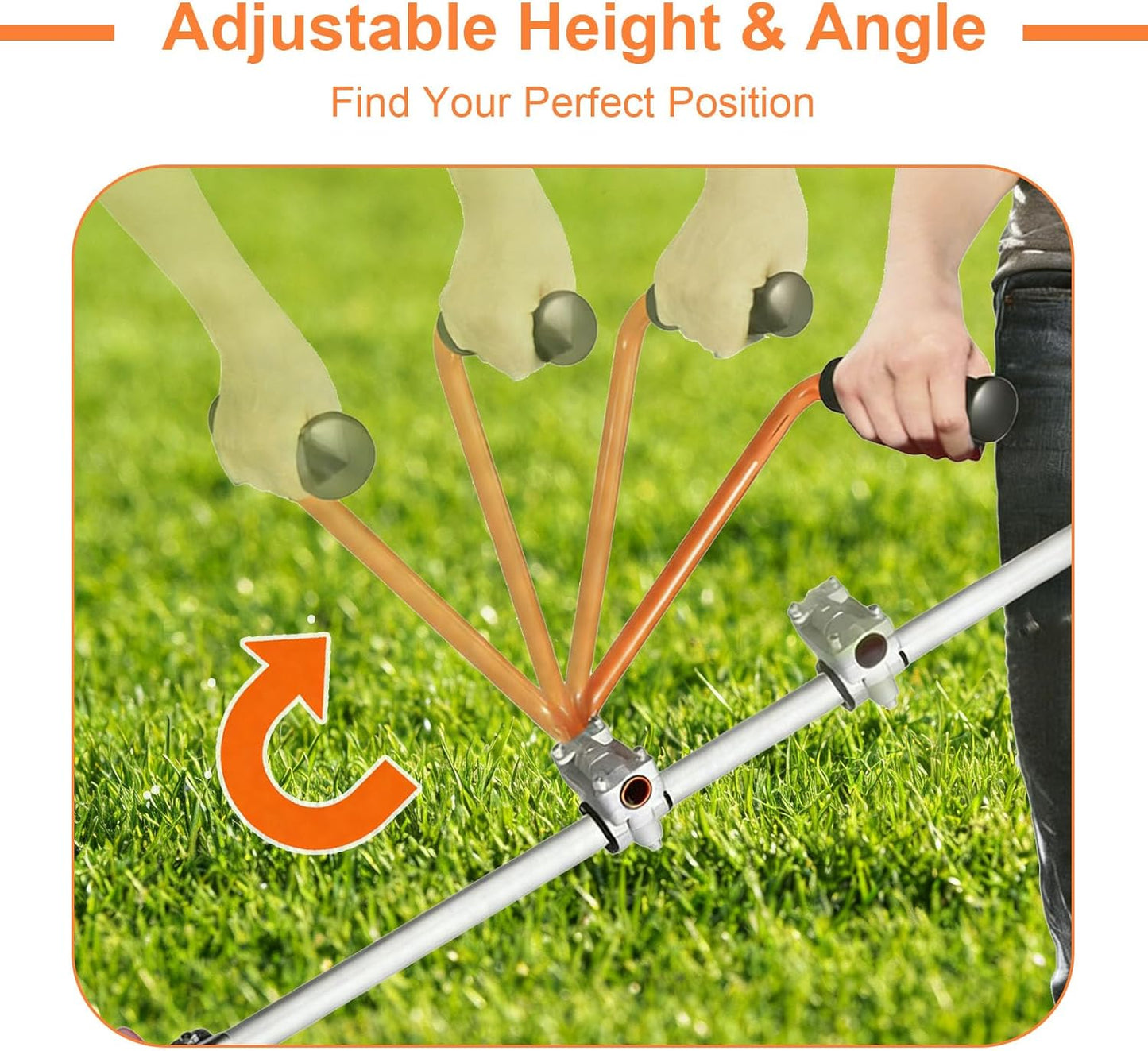Ergonomic Trimmer Handle Grip for String Trimmer, Orange, 15 Inch Exte