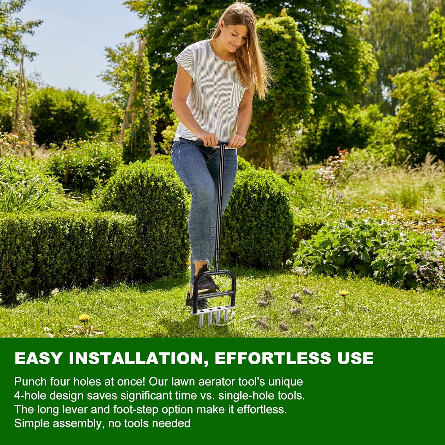 Lawn Core Aerator Tool Coring Grass Aerator Lawn Tool 4 Hollow Tines f