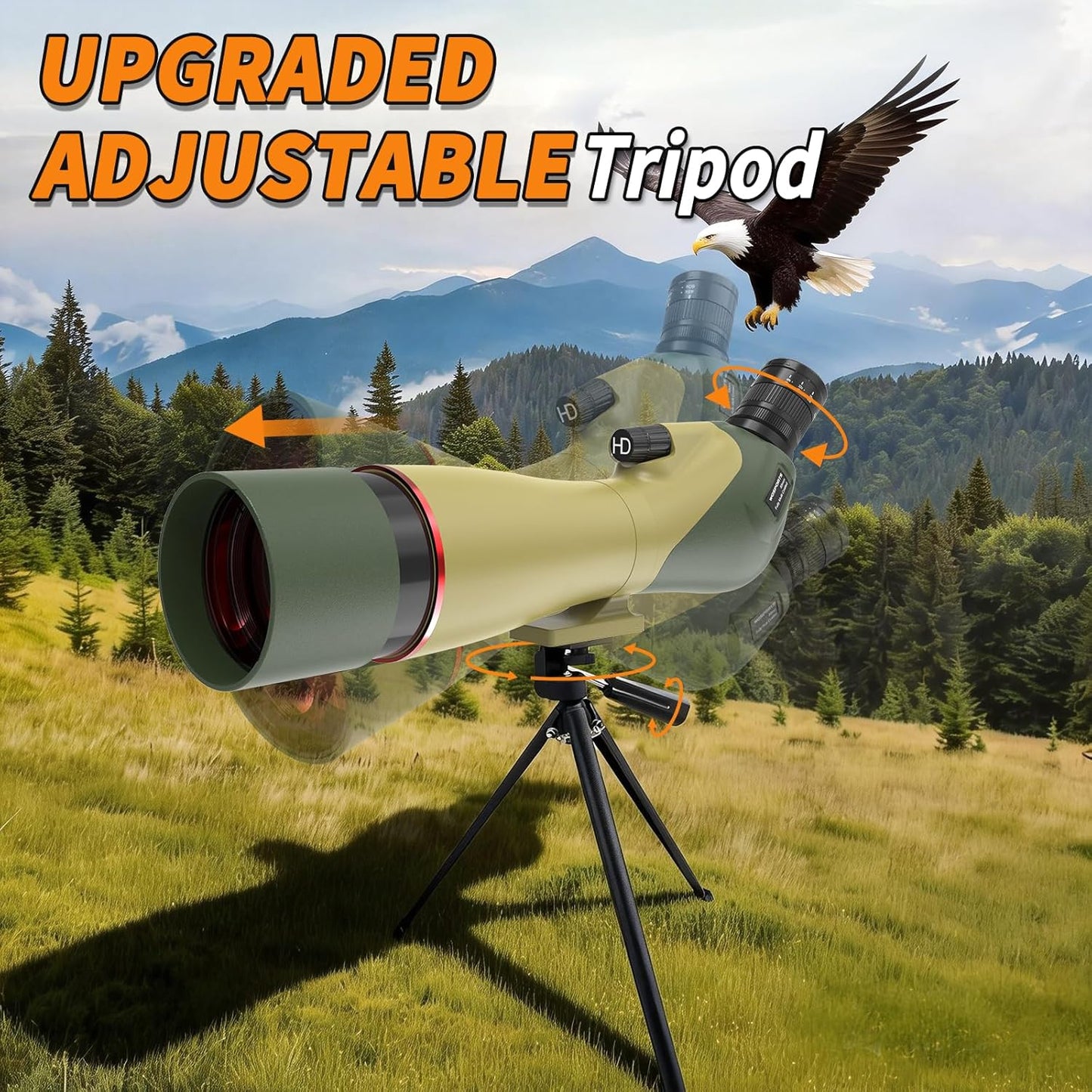 WOSPORTS 25-75x85 Spotting Scopes with Tripod, Carrying Bag, Phone Adapter, HD BAK4 Porro Prism, Waterproof Spotter Scope for Hunting, Target Shooting, Bird Watching, Wildlife Viewing, Dark Green
