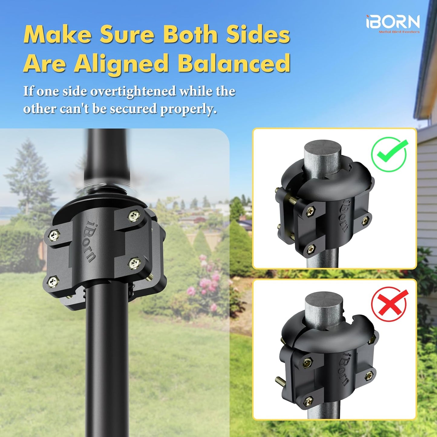 iBorn Squirrel Baffle Support Bracket, Squirrel Baffle Accessory Buckle Stopper for Bird Feeder Pole, Pack of 2
