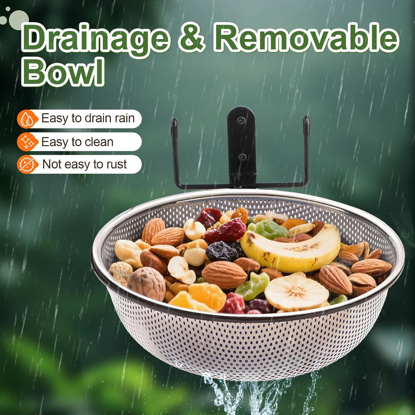 Squirrel Feeder Bowl (2L) Trees or Fences Mounted, Removable Squirrel 