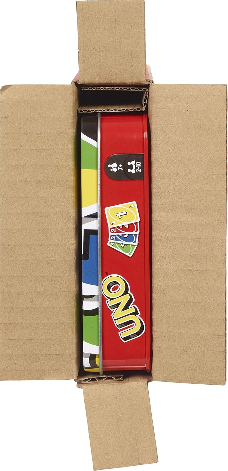 Mattel Games UNO Card Game in Travel & Storage Tin for Kid, Adult & Fa