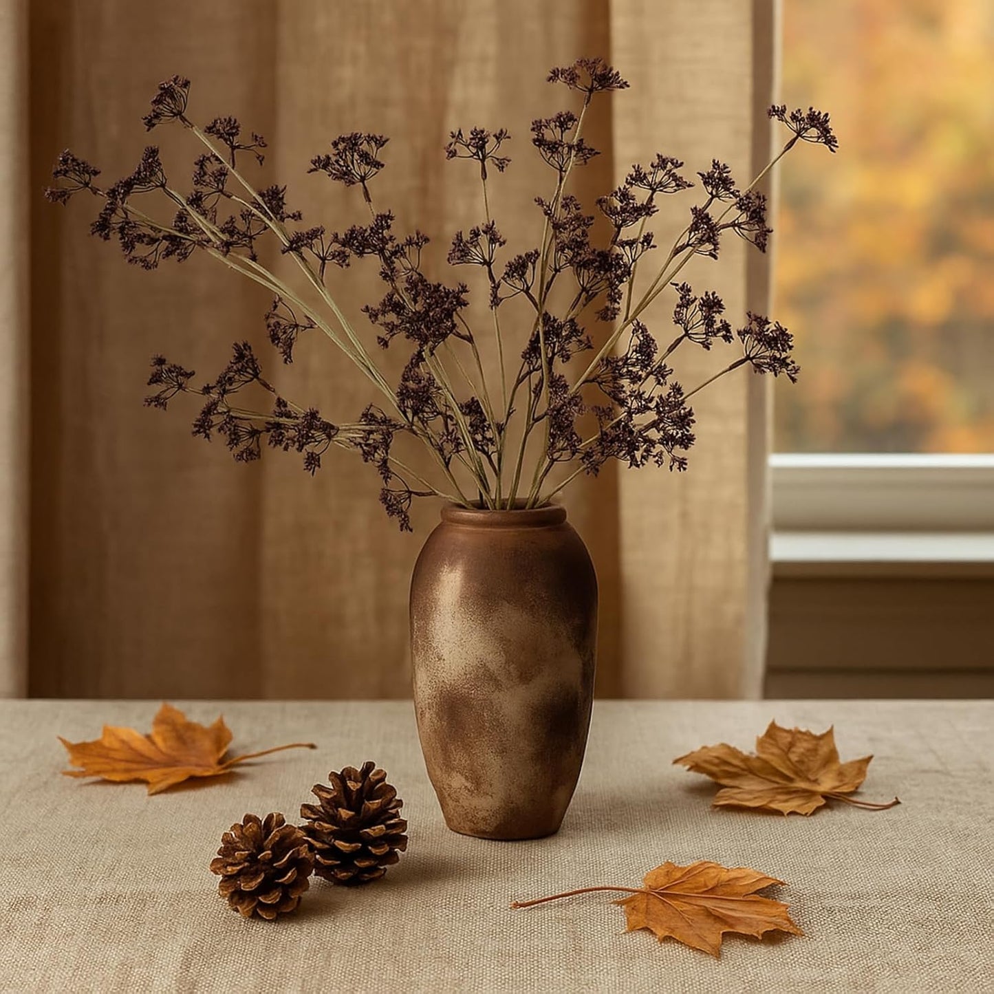 6 Pcs Dusty Plum Berry Stems Spring Faux Eucalyptus Seed Artificial Branches Faux Sedum Berry Spray Picks for Home Mantel Vase Farmhouse Garden Wedding DIY Decorations(Plum)