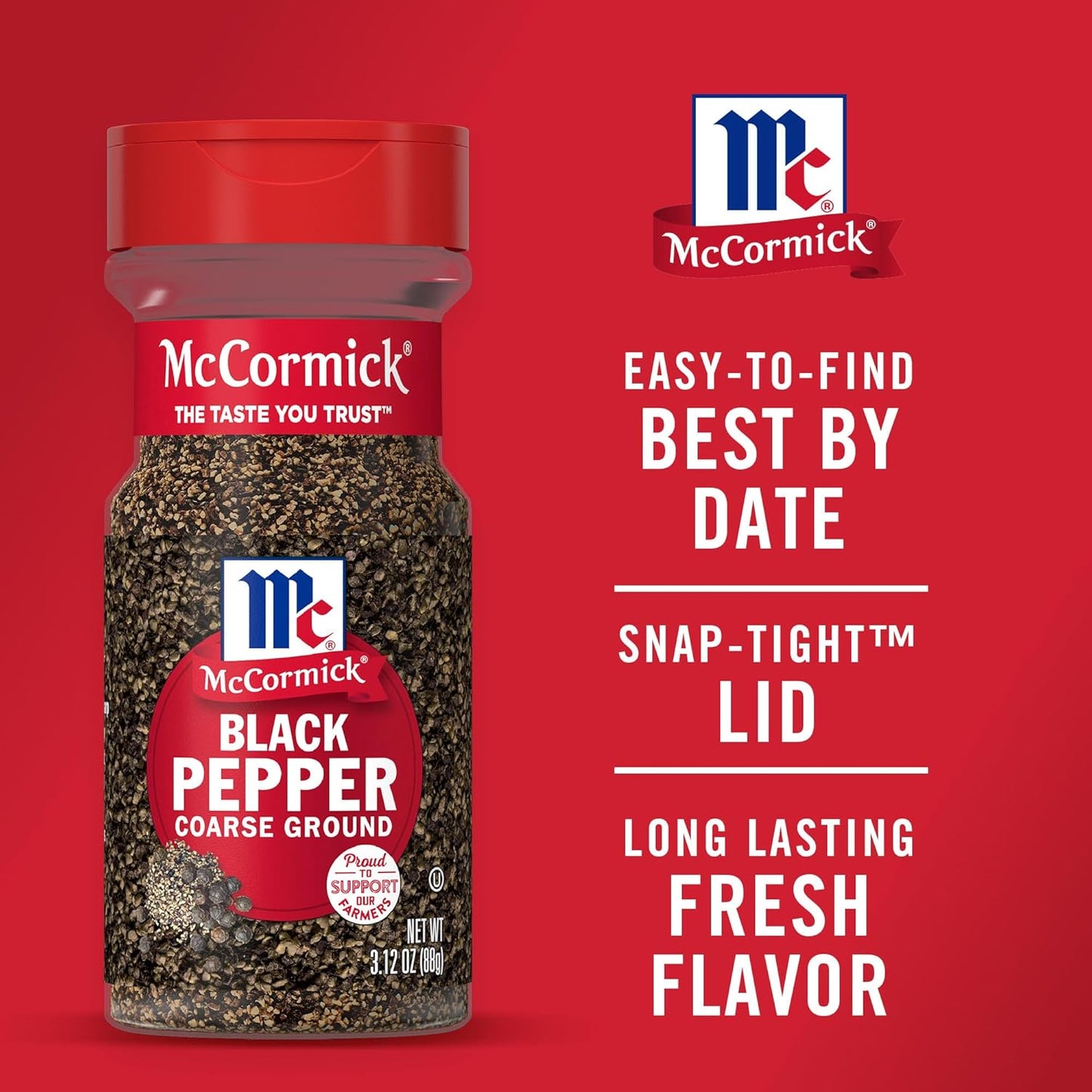 McCormick Coarse Ground Black Pepper, 3.12 oz