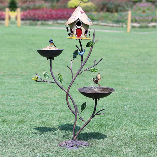 39" H Cast Iron Pedestal Bird Bath, Bird Baths for Outdoors with Metal