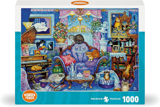 Wonder Forge Cats in The Blue Room 1000 Piece Jigsaw Puzzle for Adults