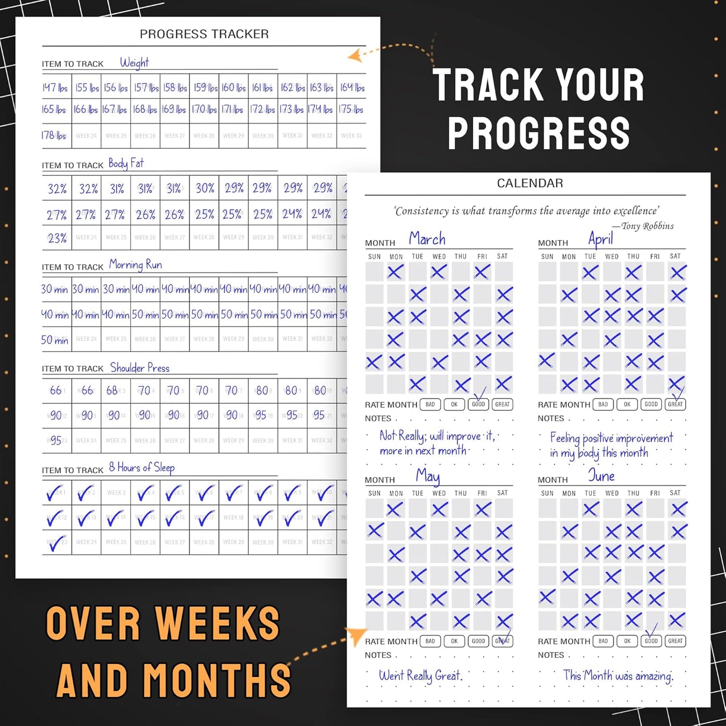 Nextnoid Hardcover Fitness Journal Workout Planner for Men & Women - A