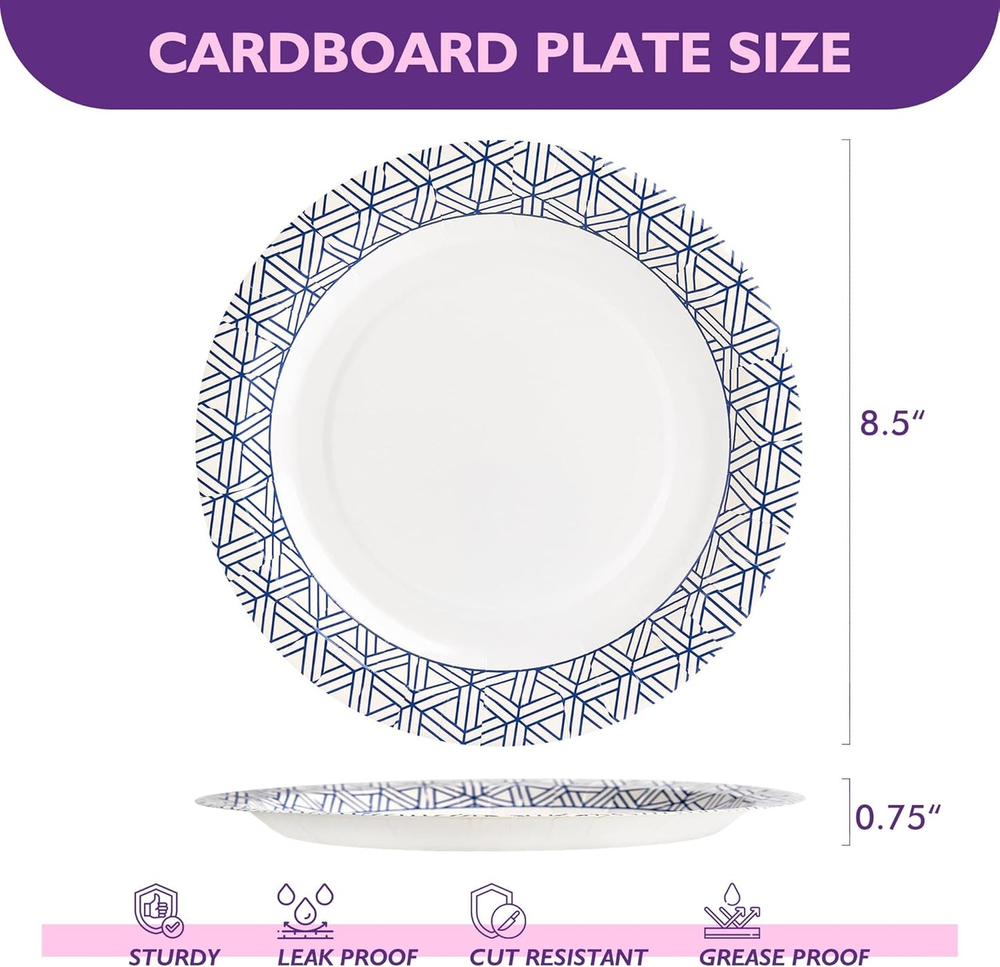 Disposable Paper Plates 8.5 Inch 300 Count, Soak Proof and Cut Resistant Heavy Duty Paper Plates Bulk for Parties, Picnics, Camping, and Everyday Meals