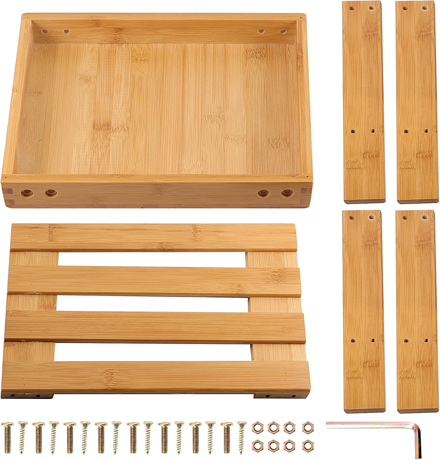 HOIGON 2 Pack 13 Inches Bamboo Step Stool, Bamboo Foot Stool with Storage Shelf, Non-Slip Stepping Stools for Home, Garden,Bathroom
