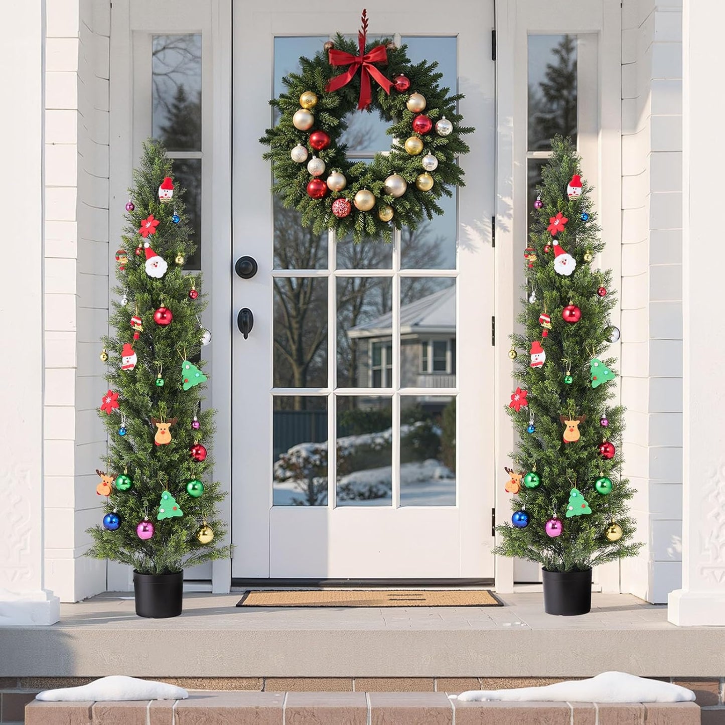 VEVOR Artificial Cedar Topiary Trees, 60 inch 2 Set Faux Pine Shrubs P