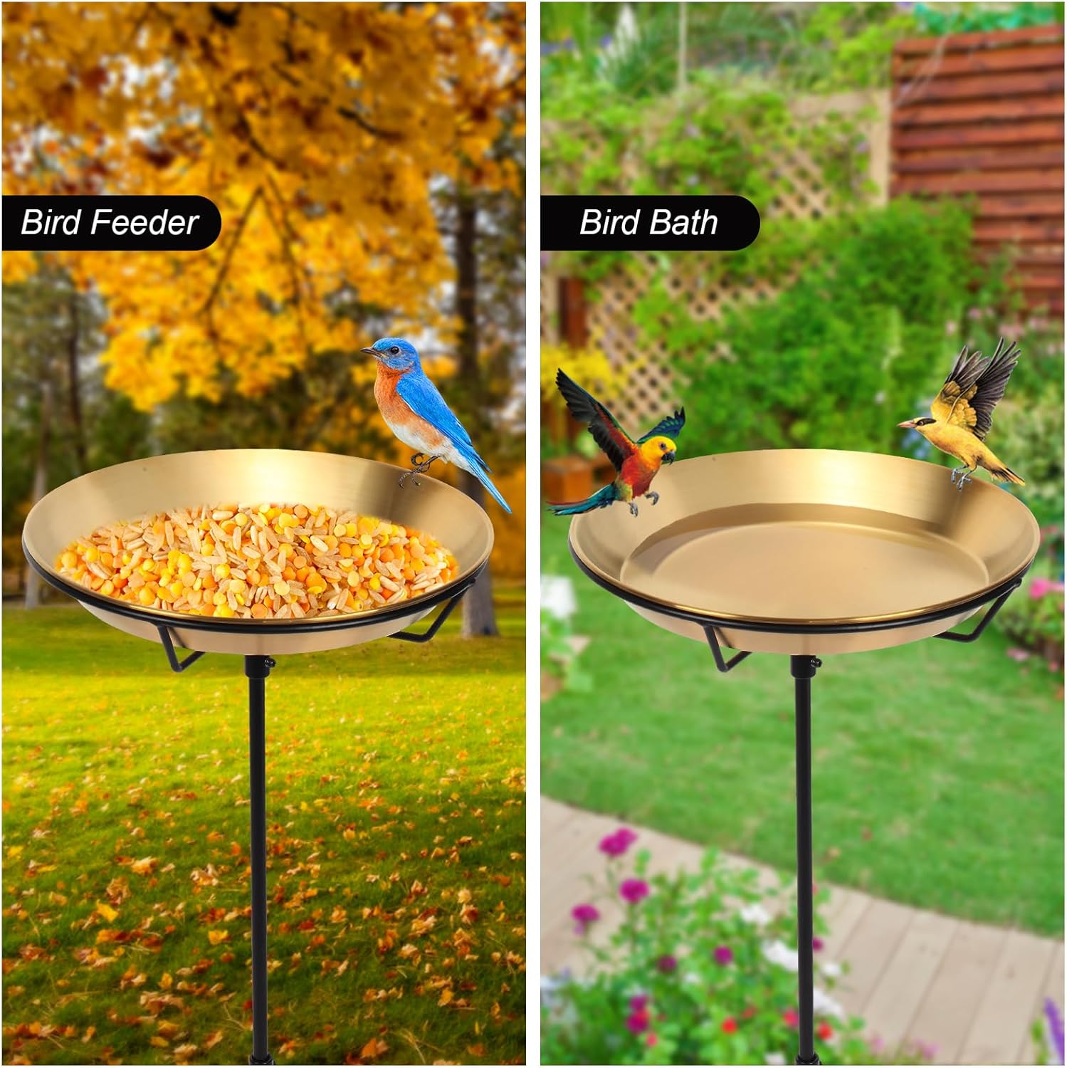 Standing Bird Bath Bird Feeder Bowl with 29.1 inch Iron Stand - Detach