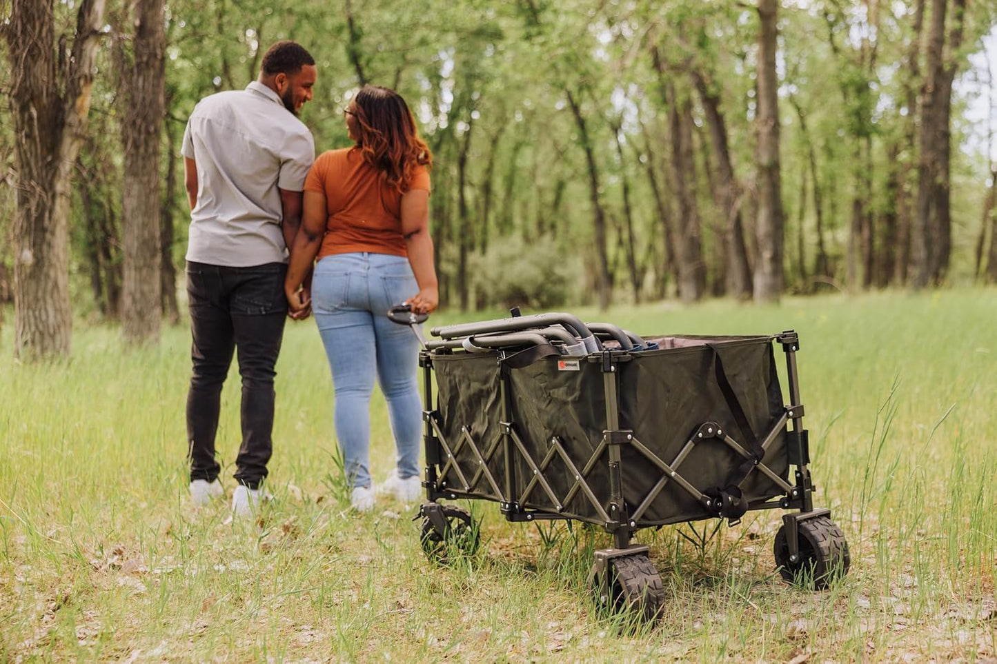 PICNIC TIME Wilderness Wagon Folding Wagon, Wagon Cart, Sport Utility Wagon, Beach Wagon Collapsible, (Moss Green)