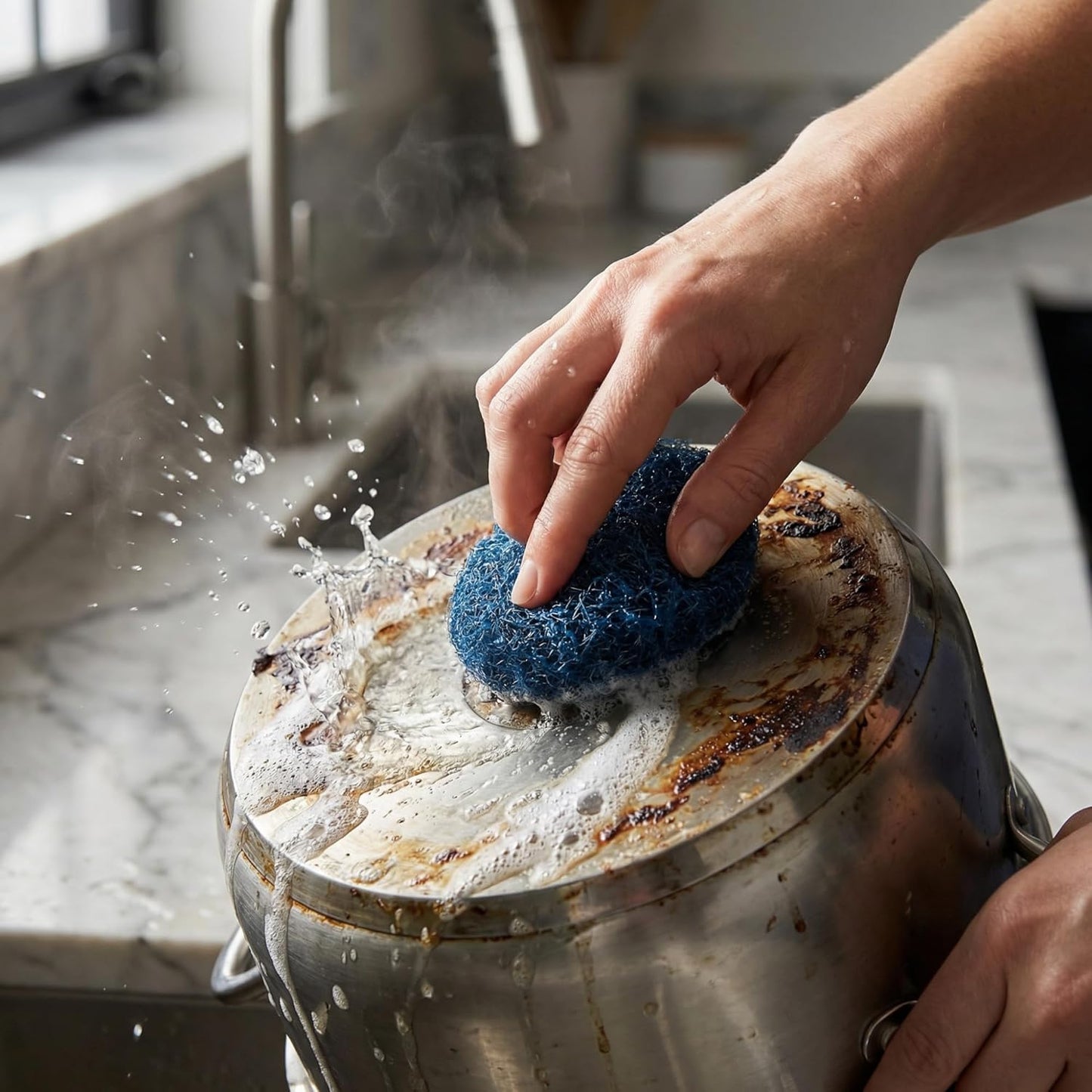 Amazon Basics Steel Wool Soap Pads, Reusable, Cuts Grease and Removes 