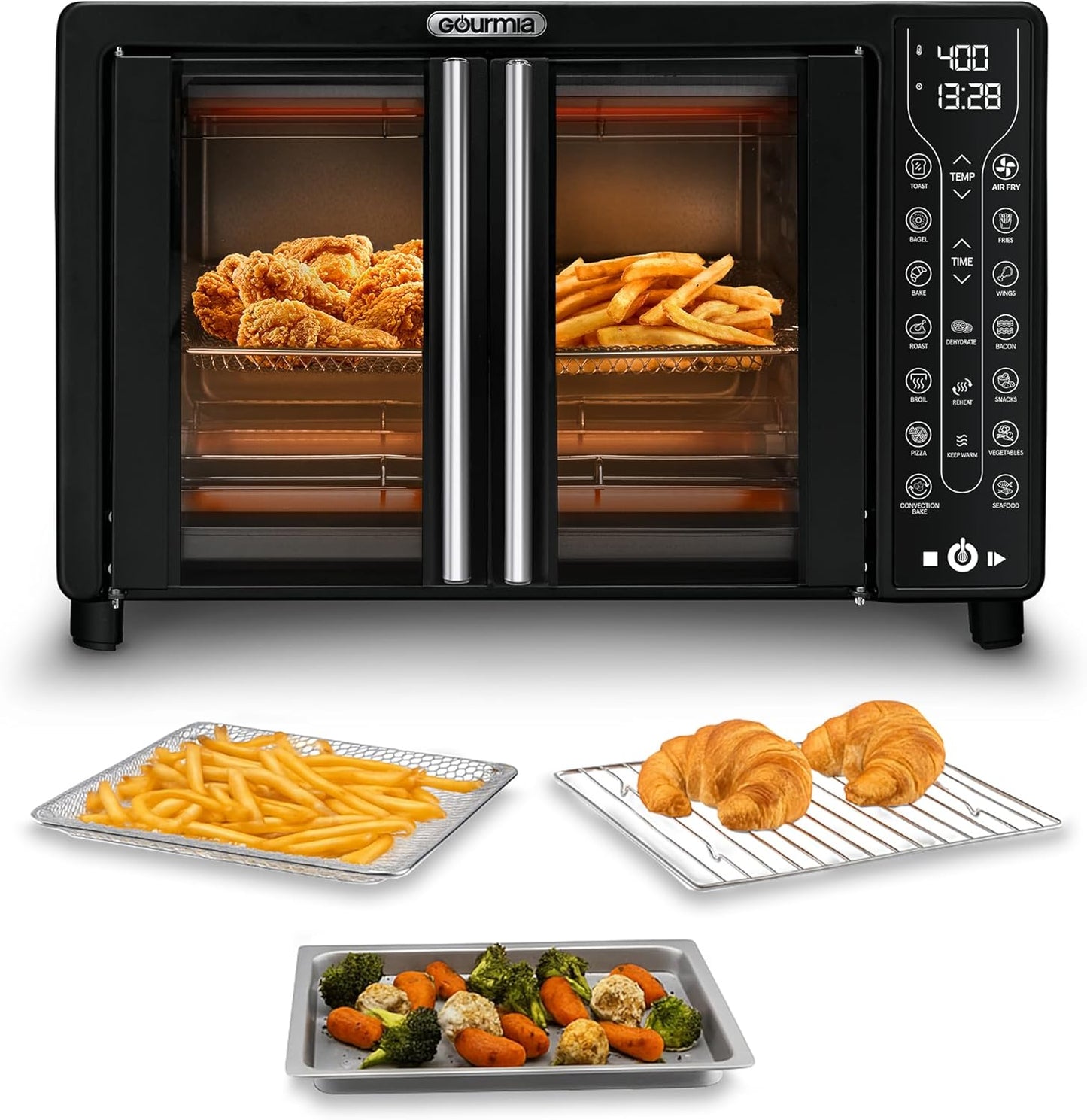 Gourmia French Door Air Fryer – 25 Qt Large Capacity Convection Oven, 