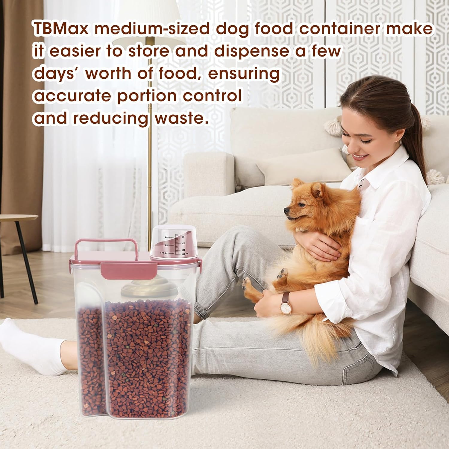 TBMax Portable Dog Food Storage Container 5 to 7 Lbs, Airtight Cat Foo