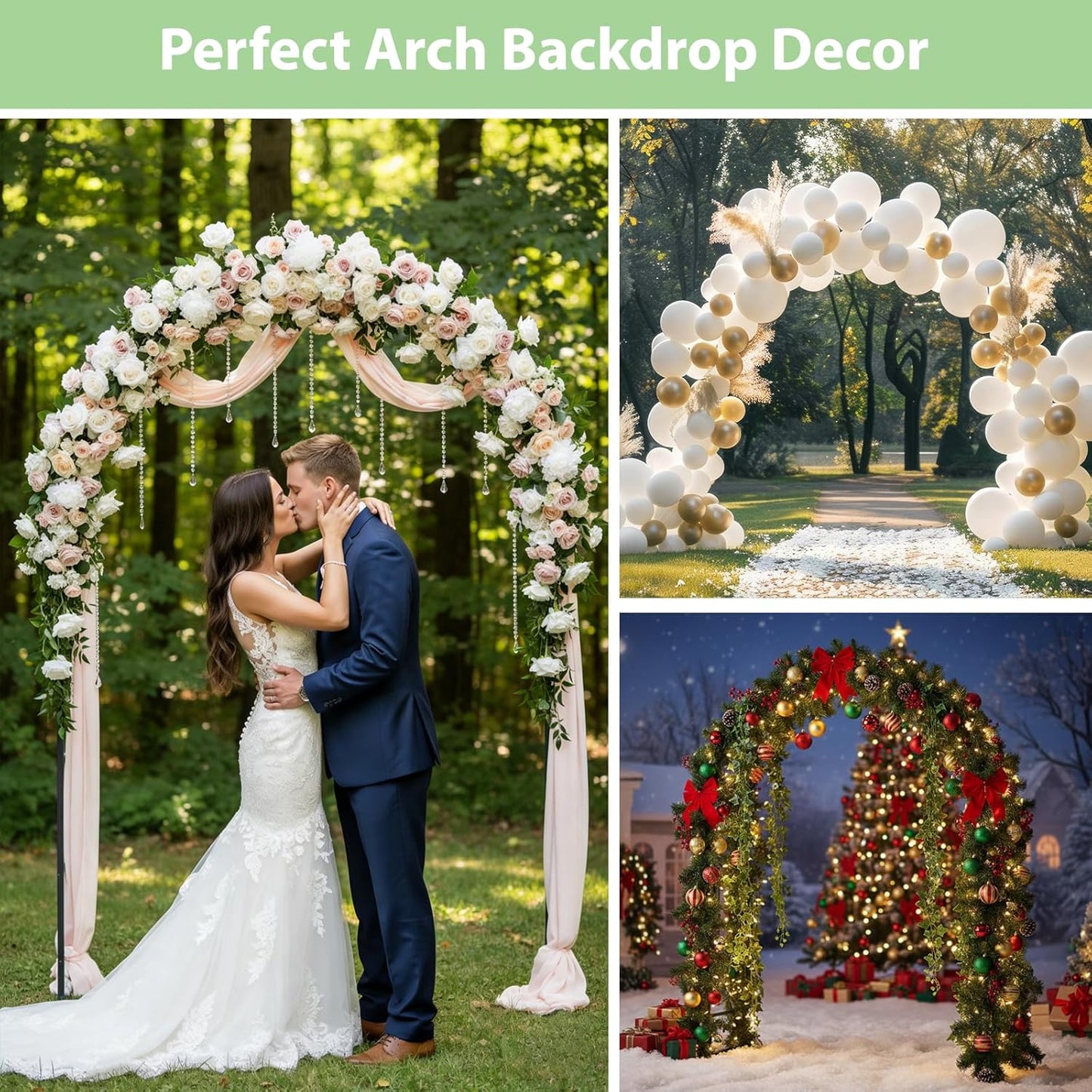 RUBFAC 94" Garden Arch Trellis for Climbing Plants Outdoor, Metal Arch Frame Garden Arbors and Arches, Outdoor Archway for Flower Vines Wedding Bridal Party Decoration, Black