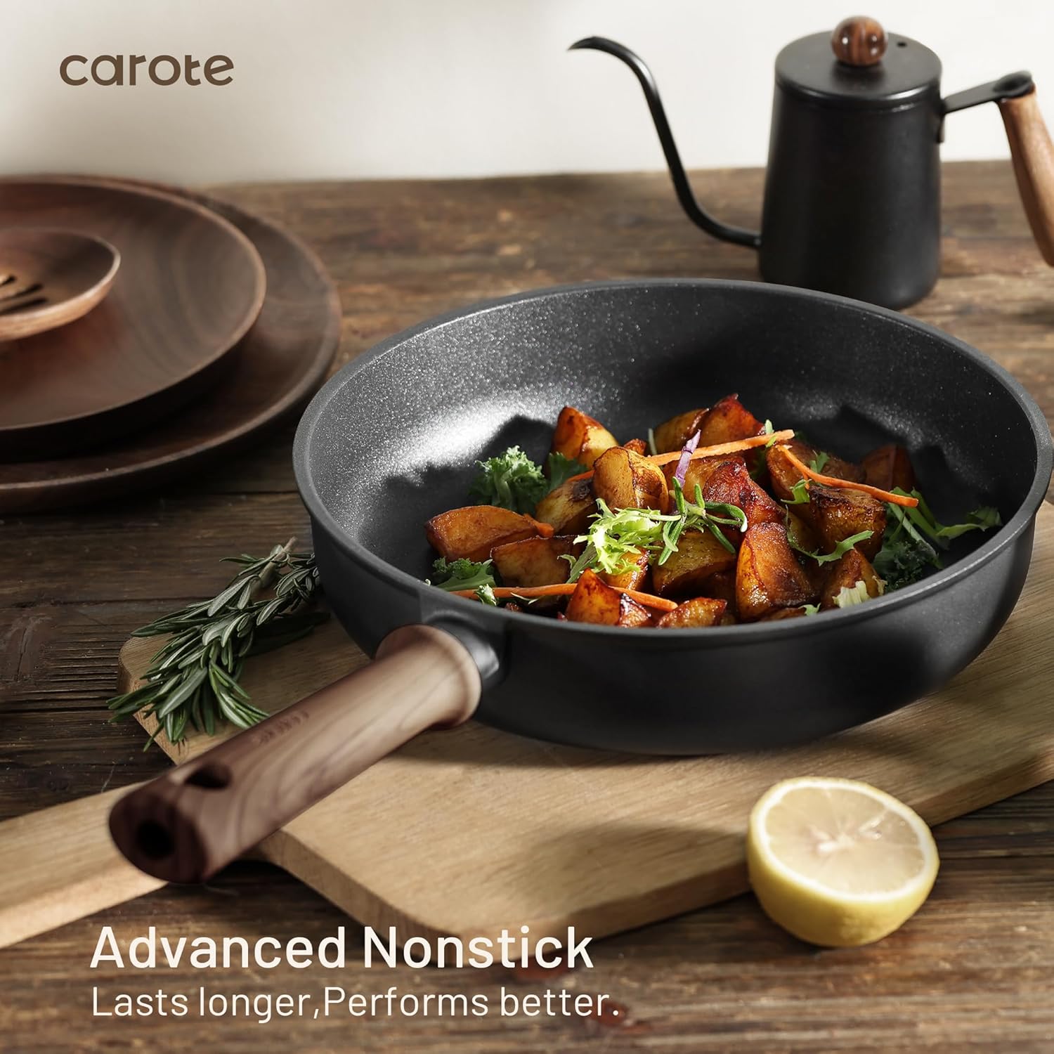 CAROTE 44pcs Nonstick Kitchen Titanium Cookware Sets, Nonstick Pots an